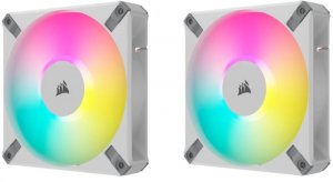 Corsair Af Elite Series| Af140 Rgb Elite White| 140mm Fluid Dynamic Rgb Fan With Airguide| Dual Pack With Lighting Node Core Xt