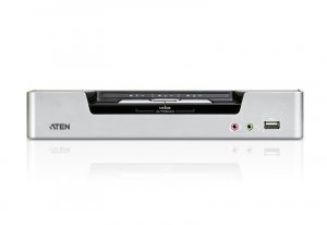 Aten CS1642A-AT-U Desktop Kvmp Switch 2 Port Dual Display Dvi Dual Link W/ Audio, 2x Custom Kvm Cables Included 