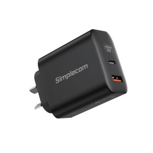 Simplecom Cu265 Dual Port Pd 65w Gan Fast Wall Charger Usb-c + Usb-a For Phone Laptop