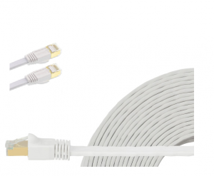 Edimax 3m White 40gbe Shielded Cat8 Network Cable - Flat 100% Oxygen-free Bare Copper Core, Alum-foil Shielding, Grounding Wire, Gold Plated Rj45