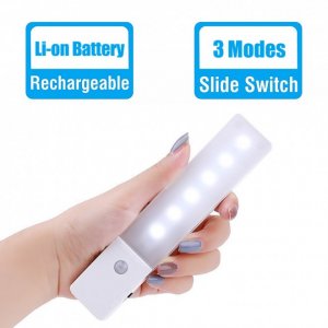 Simplecom El608 (warn White) Rechargeable Infrared Motion Sensor Wall Led Night Light Torch