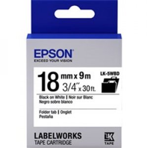 Epson Tape Folder Tab 18mm Black On White 9 Mtrs Lw-400 & Lw-600p