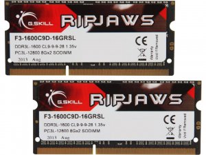 G.Skill 16GB (2x8GB) DDR3-1600 1.35V SODIMM F3-1600C9D-16GRSL