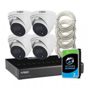 Ivsec Kit 4 X 5mp Nc110xb Ip Cameras  Nr308xb Poe Nvr 4k 2tb Hdd 4 Cat5e Cables 18m