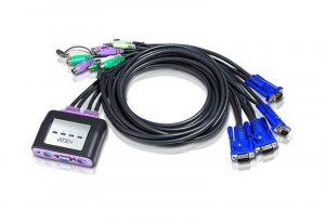 Aten Petite 4 Port Ps2 Kvm Switch With Audio - Cables Built In