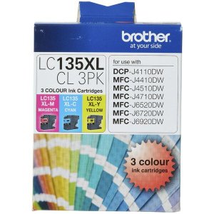 Brother Lc-135xl Colour Value Pack 1xcyan 1x Magenta 1x Yellow