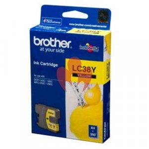 Brother Lc-38y Yellow Ink Cartridge- To Suit Dcp-145c/165c/195c/375cw, Mfc-250c/255cw/257cw/290c/295cn- Uo To 260 Pages