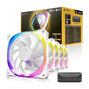 Antec Fusion 5x 120mm Argb Pwm Hb White Fans + Argb Controller, 57.93 Cfm, Ap 2.11, Noise Level 31.21. Woven Cable, Pmw Daisy Chain Design, 3 Yrs Wty