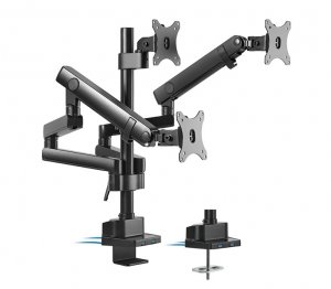 Brateck Triple Monitor Aluminum Slim Pole Held Mechanical Spring Monitor Arm LDT20-C036UP