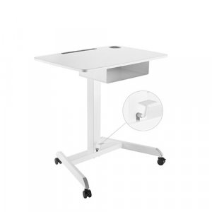 Brateck Height Adjustable Mobile Workstation With Drawer - White