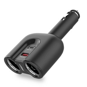 Mbeat Gorilla Power Dual Port Usb-c Pd & Qc3.0 Car Charger With Cigar Lighter Splitter