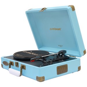 Mbeat Woodstock 2 Sky Blue Retro Turntable Player With Bt Receiver & Transmitter