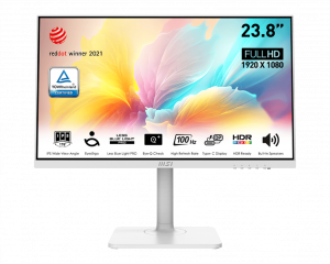 Msi Modern Md2412pw White 23.8/IPS/FHD/100Hz/1ms/USB-C 15W PD HDMI/Adjustable Stand/Speakers/3Y