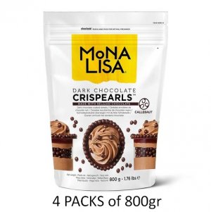 Mona Lisa Dark Chocolate Crispearls Bulk (4 Packs Of 800gram) by Callebaut 