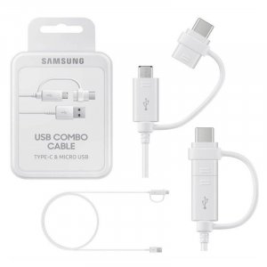 Samsung Ep-dg930dwegww Data Cable Combo, Usb-c & Micro Usb, White, 6mth Wty