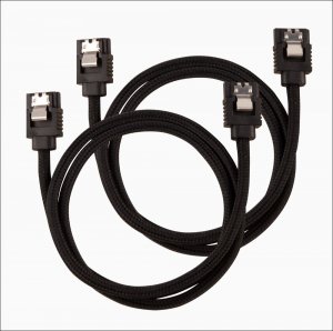 Corsair Premium Sleeved Sata 6gbps 60cm Cable â€” Black