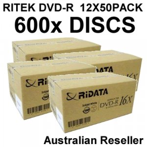 RITEK 600 Discs DVD-R 16X 50PK Printable Blank DVD MEDIA 12PACK