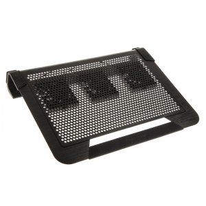 CoolerMaster Black Aluminum Notebook Cooler, 2x 8cm Moveable Fans, Cable Management, Up