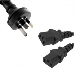 8ware Power Cable 1m 3-pin Au To 2 Iec C13 Male To Female