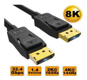 8ware Ultra 8k Displayport Dp1.4 3m Cable - Male To Male Gold Plated 7680x4320 8k@60hz 4k@144hz 32.4gbps Uhd Qhd Fhd Hdp Hdcp Hdtv Hdr 28awg