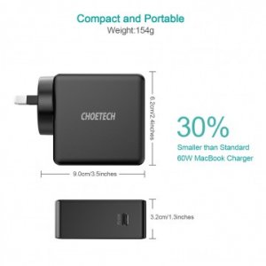 Choetech Q4004 60w Pd 3.0 Type C Fast Charging Foldable Adapter Usb C Charger
