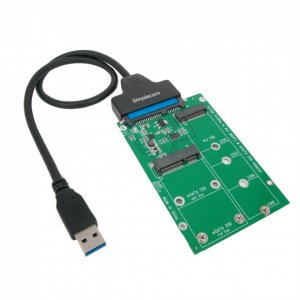 Simplecom SA221 USB 3.0 to mSATA + M.2 (NGFF) SSD 2 in 1 Combo Adapter With USB 3.0 to SATA Data
