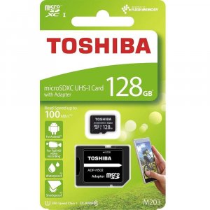 Toshiba Thn-m203k1280a2 Exceria M203 Micro Sd Card With Adapter, 128gb, Uhs-1 Class 10 (r100), 1yr