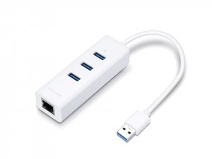 Tp-link Tl-ue330 Usb 3.0 3-port Hub & To Gigabit Ethernet Adapter 2 In 1 Usb Adapter White