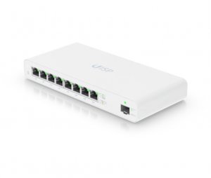 Ubiquiti Uisp Switch, 8-port Gbe Switch W/ 27v Passive Poe, For Micropop Applications, 110w Poe Budget, Fanless, Layer 2 Switching,