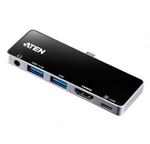 Aten Usb-c Travel Dock With Power Pass-through, Multiport Connection, Supports Dp1.4 With Single Hdmi Video Output, Designed For Ipad Pro & Surface