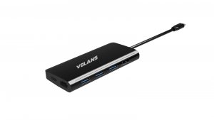 Volans Vl-uch3clr Aluminium Usb-c To Hdmi 2.0 4k@60hz Multi-function Dock Adapter With Power Delivery, Card Reader, Lan And 3*usb-a Hub