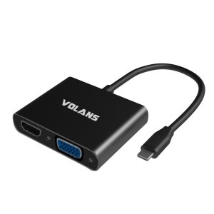 VOLANS VL-UCVH3C Aluminium USB-C Multiport Adapter Power Delivery 4K HDMI VGA USB3.0