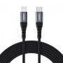 Choetech Ip0041 Mfi Usb-c To Lightning Cable 2m  Nylon Branded Black