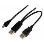 Astrotek Usb 2.0 Y Splitter Cable - Type A Male To Mini B 5 Pins 1M + Usb Type A Male 2M Black Co