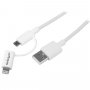 StarTech 1m / 3 ft Apple Lightning or Micro USB to USB Cable - White