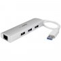 Startech ST3300G3UA 3-Port Portable USB 3.0 Hub plus Gigabit Ethernet - Built-In Cable