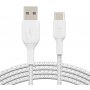 Belkin Boostcharge Braided Usb-c To Usb-a Cable (2m/6.6ft) - White (cab002bt2mwh), 12w, 480mbps, 10,000+ Bends Tested, Double-braided Nylon, 2yr.