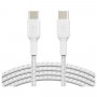 Belkin Cab004bt1mwh 1m Usb-c To Usb-c Charge/sync Cable, Braided Boost Charge, White, 2 Yrs