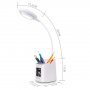 Simplecom El621 Led Desk Lamp With Pen Holder And Digital Clock Rechargeable