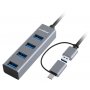 Mbeat 4-port Usb 3.0 Hub With 2-in-1 Usb 3.0 & Usb-c Converter - Space Grey