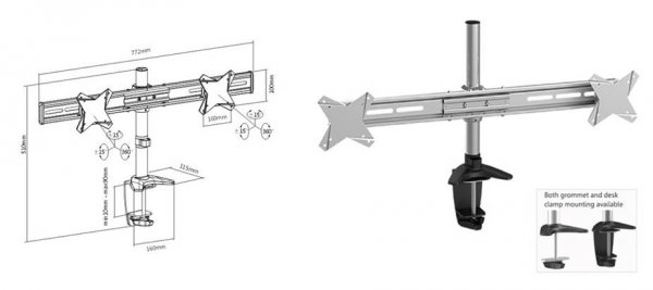 Brateck Dual Lcd Monitor Desk Mount With Clamp Vesa 75 100mm Brateck Dual Lcd Monitor Desk Mount