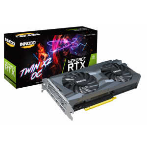 INNO3D nVidia GeForce RTX 3060 TWIN X2 8GB GDDR6 GPU, 1777MHz Boost Clock, 3xDP, 1xHDMI, LHR, 240x120mm x 2-slot N30602-08D6-11902130