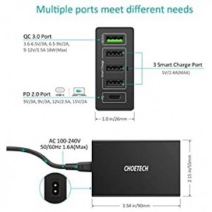 Choetech Q3-4u2q-v1 5 Port Usb 60w Pd Charger Hub Multi Usb Charging Station Dock Universal Mobile Phone Desktop Wall Home