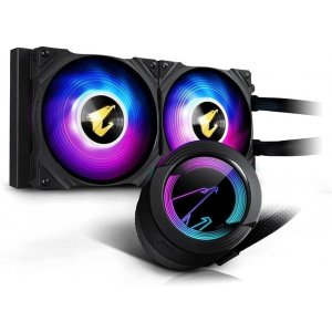Gigabyte AORUS WATERFORCE 240 AIO Liquid CPU Cooler, 240mm Radiator with 2X 120mm Low Noise ARGB Fans