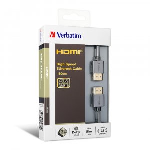 Verbatim Hdmi Cable With Ethernet V2.0 Extra Slim 180cm