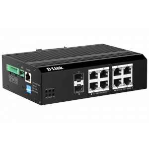 D-Link DIS-F200G-10PS-E 10-Port Gigabit Industrial Smart Managed PoE+ Switch with 8 PoE ports and 2 SFP ports