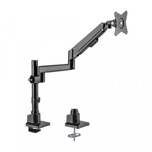 Brateck Single Monitor Pole-mounted Thin Gas Spring Monitor Arm Fit Most 17'-32' Monitors, Up To 9kg Per Screen Vesa 75x75/100x100  Matte Black
