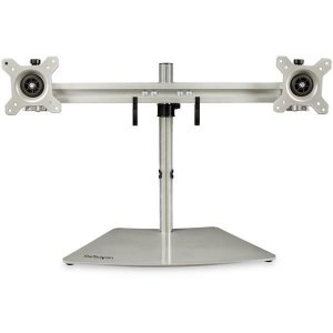 StarTech Dual-Monitor Stand for up to 24" Monitors - Horizontal, Silver ARMDUOSS