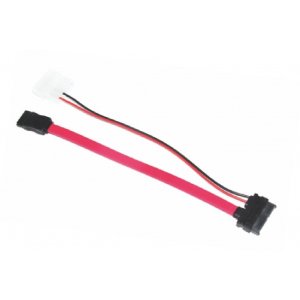 Astrotek Slim Sata Cable 50Cm + 10Cm 6 Pins + 7 Pins To 4 Pins + 7 Pins Red Colour (AT-SATA-SLIM)