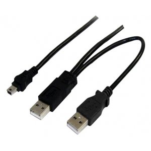 Astrotek Usb 2.0 Y Splitter Cable - Type A Male To Mini B 5 Pins 1M + Usb Type A Male 2M Black Co